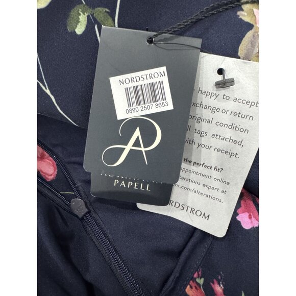 ADRIANNA PAPELL Women Navy Blue Floral Midi Dress 12 - Picture 5 of 7